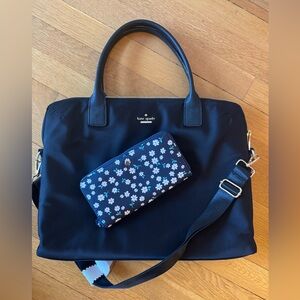 FREE Kate Spade blue Floral Wallet full zip with Black laptop Tote
